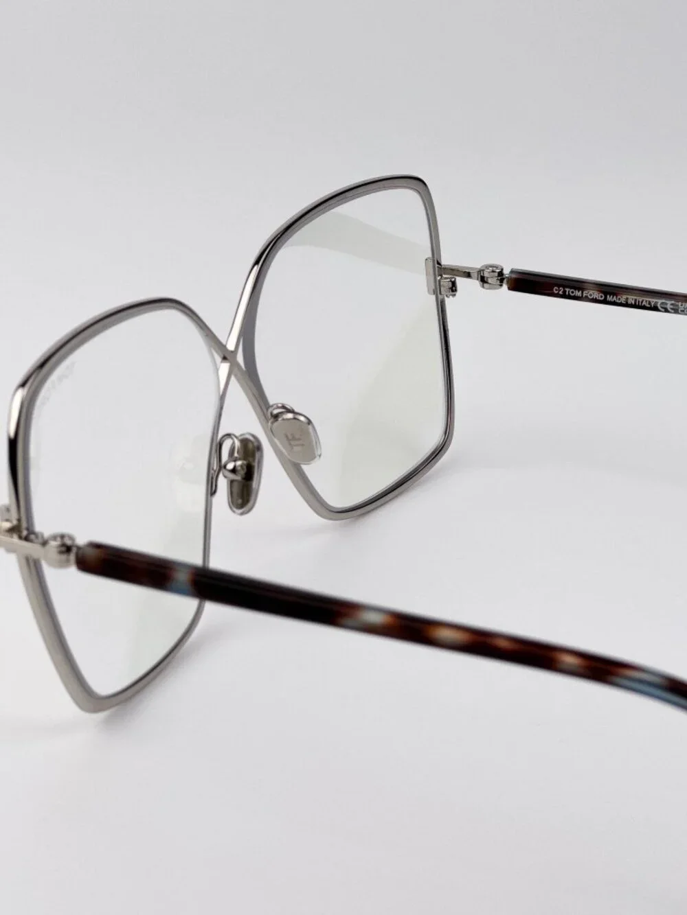 Tom Ford FT5841-B 016 Eyeglasses Palladium Oversized Butterfly Frame